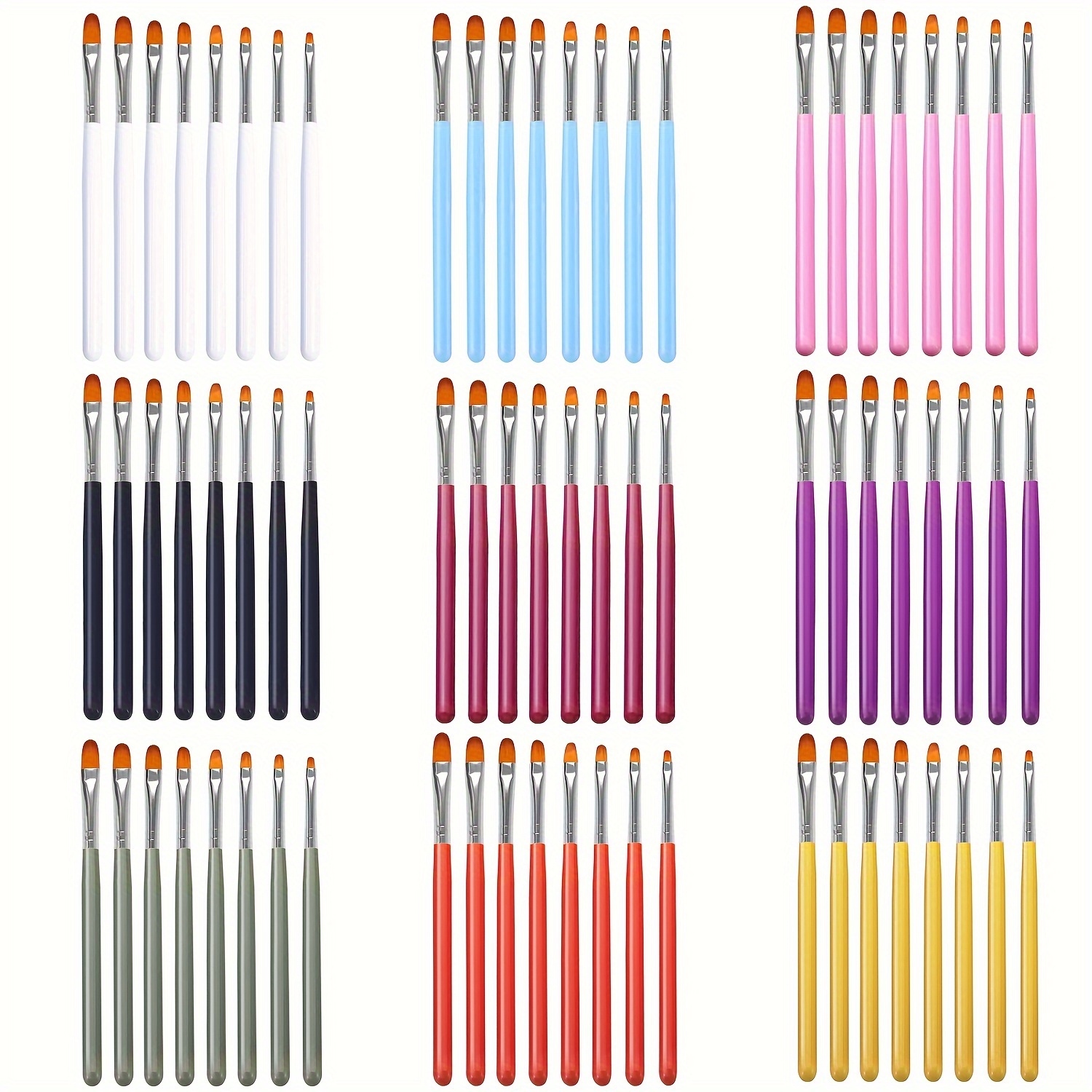 

Ensemble de 8 Pinceaux pour Nail Art - Outils pour Design Acrylique & Gel, Stylos Constructeurs 3D en Couleurs Vibrantes, Formaldéhyde pour des de Qualité Salon à