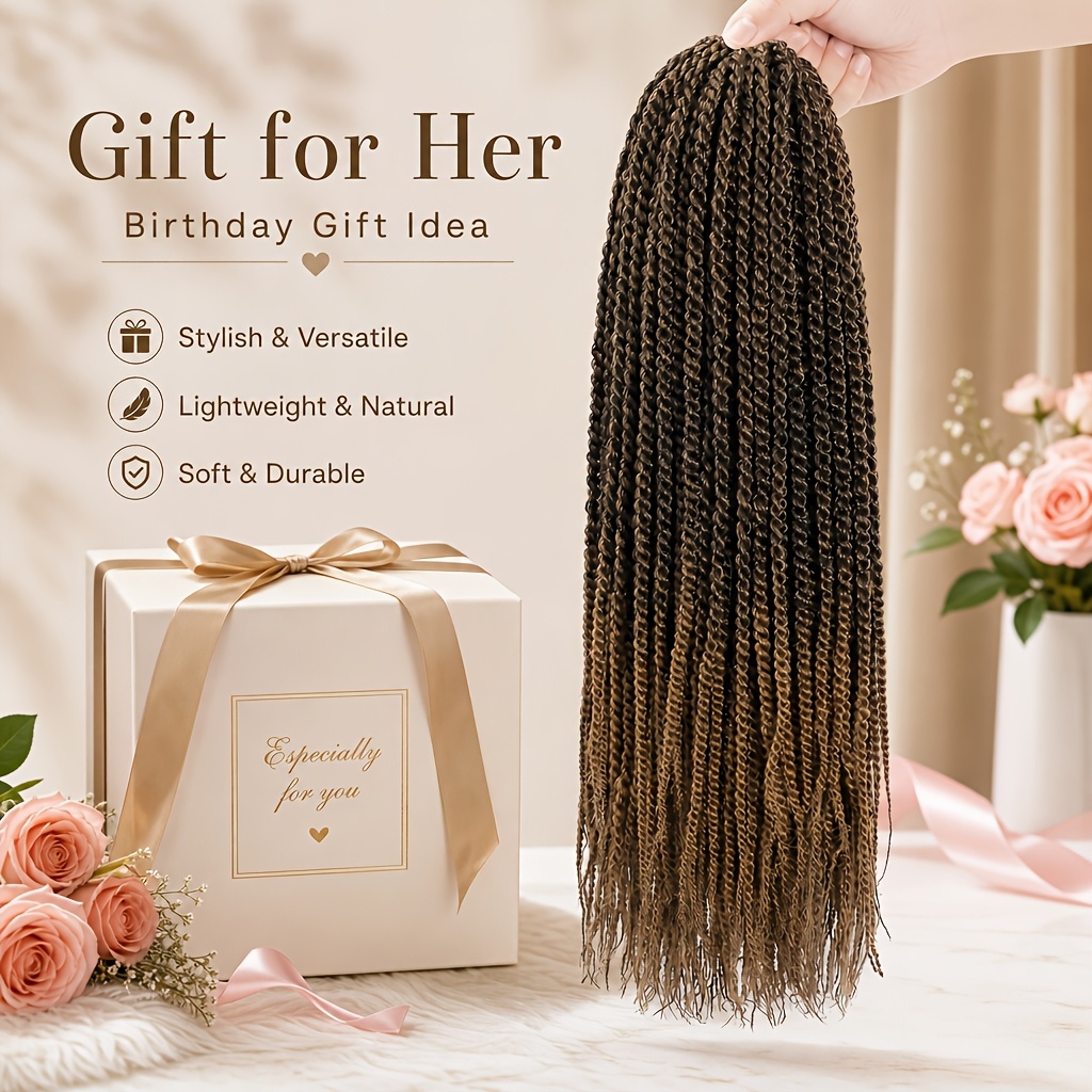 Ombre 2-Strand Twist Crochet Braids, Extensões de Cabelo Crochet Sintético Espiral Twist 6