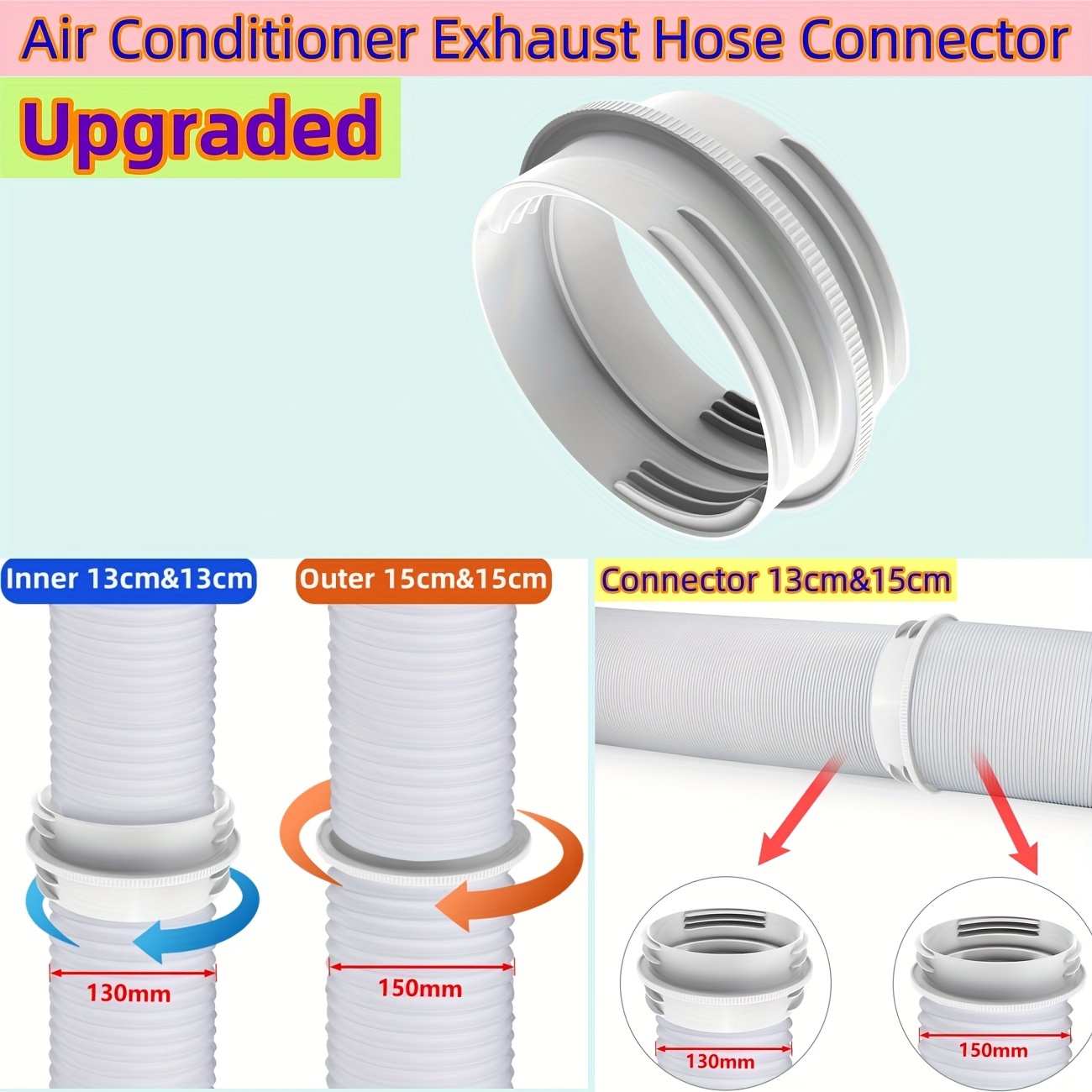 

1pc Exhaust Hose Connector, Universal Fit For Hose, Compatible With Clockwise And Anti-clockwise Threads Hose, Air Conditioner Accessories Hose Coupler Connector