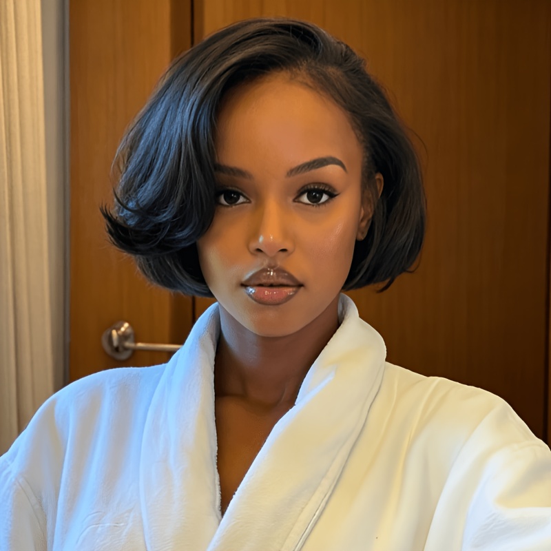Natural Hair Wig - 150% Density High Volume, Pre- Front With Baby Hair, Transparent Lace Front (13x4), Straight Bob - Realistic Natural Hairstyle With -versatile Hairpiece, Beauty Accessory