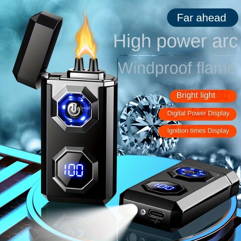 windproof electronic lighter with   & fast charging - heavy-duty alloy steel/metal construction, long-range ignition, usb-powered    /ignition indicators, ergonomic grip &   operation for camping, bbq, cigarettes, fireplaces - ideal gift for   (compatible with usb-c) 0
