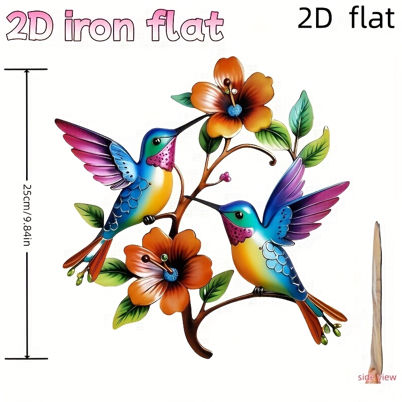 2d Flat, 1pc Metal Flower Branch Magpie Wall Art Decoration - Terrace - Garden, Terrace, Living Room And Bedroom Outdoor Fence Decoration - For Holiday Party Occasions And For