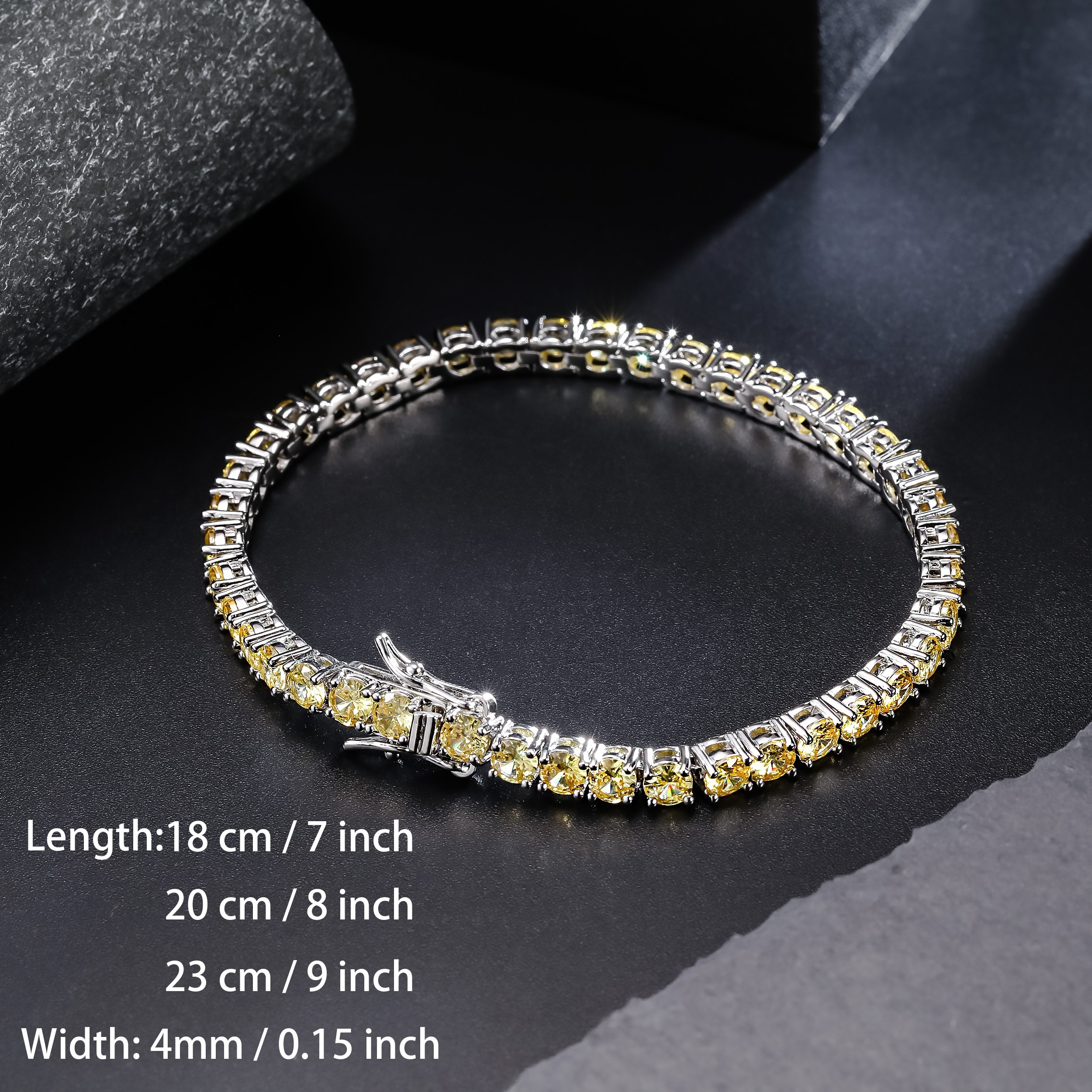 4MM Yellow Cubic Zirconia CZ Tennis Chain Necklace