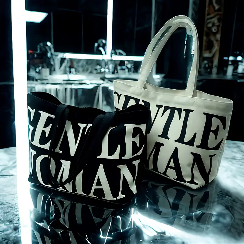 canvas tote bag large capacity white letter print shoulder bag for everyday use everyday shoulder bag bag simple tote construction details 1