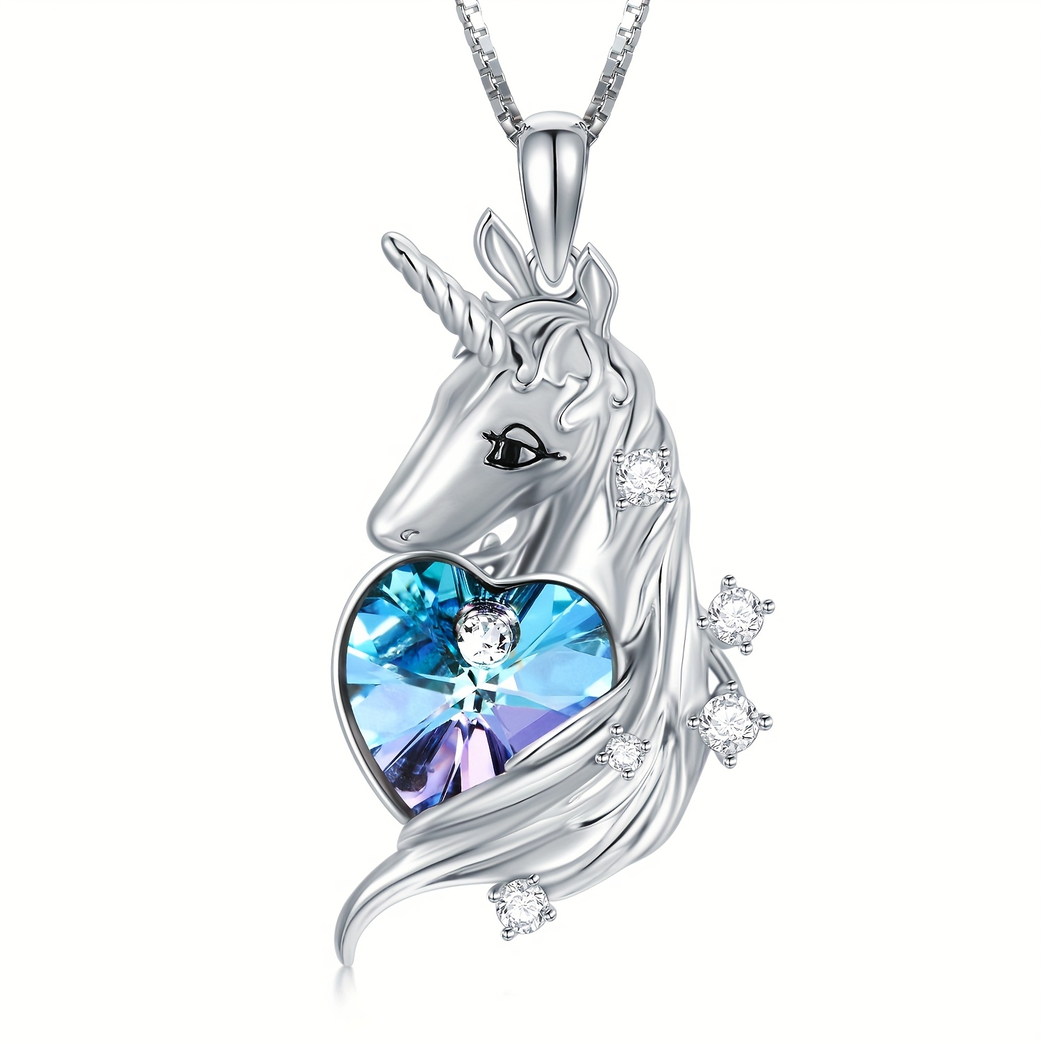 Image of Unicorn Necklace 925 Sterling Silvery Unicorn Necklace For Women Girls Unicorn Pendant Birthday Gifts Jewelry Unicorn With Heart Unicorn Gifts