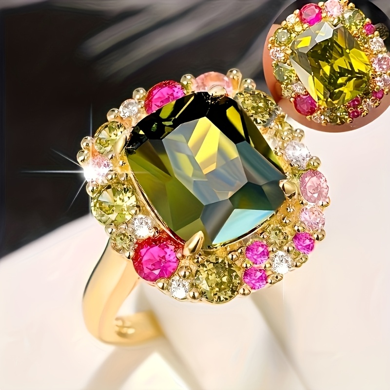 Image of 1pc Women's Fashion Individual Ring Exquisite Luxurious Synthetic Stone Inlaid Ring Women' Wedding Banquet Party Casual All-match Ring Jewelry