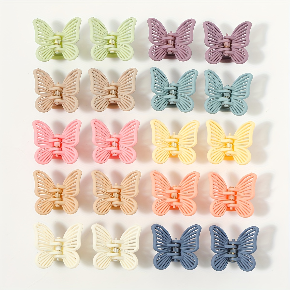 

20pcs Macaron Color Hollow Out Butterfly Shaped Hair Claw Clips Elegant Non Slip Hair Grab Clips For Women And Daily Use