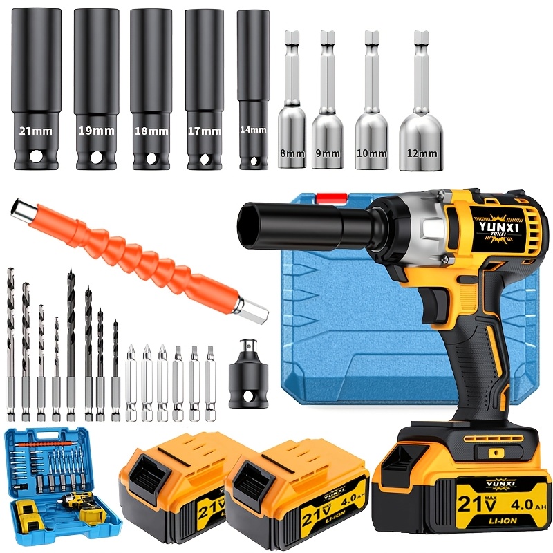 21V Cordless Impact Wrench Set, High Torque Multifunctional Tool