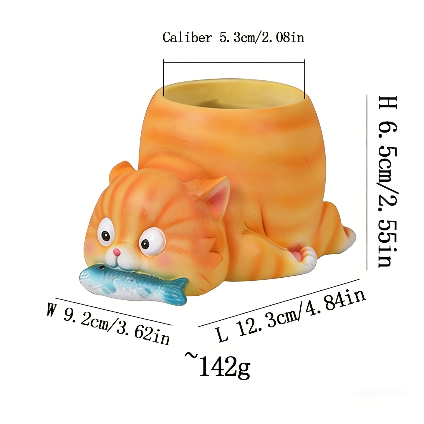 TEMU 魚を持つ子猫デザインのかわいい猫型樹脂植木鉢 - ハーブ・屋外装飾に最適、塗装された不規則な植木鉢、卓上・ホームオフィス装飾、植物愛好家へのギフト（樹脂植木鉢）ガーデニングギフト、レーション