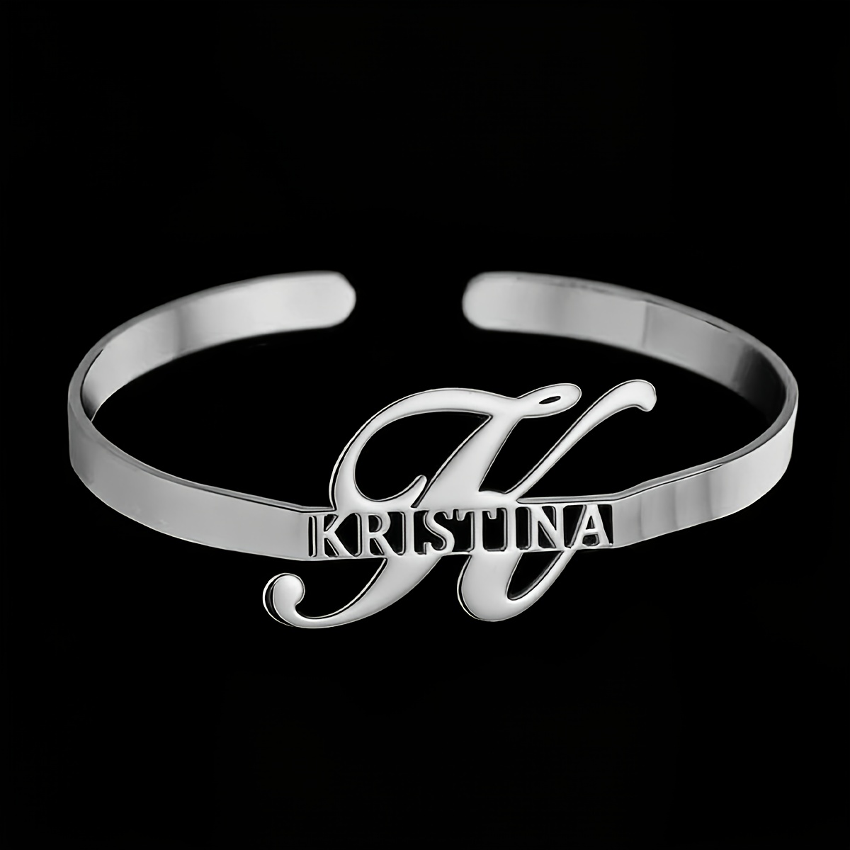 TEMU Placa Personalizada Brazalete Abierto, Elegante y Exquisito Brazalete de para Mujeres, Accesorio de Muñeca en Acero Inoxidable 304; Brazalete