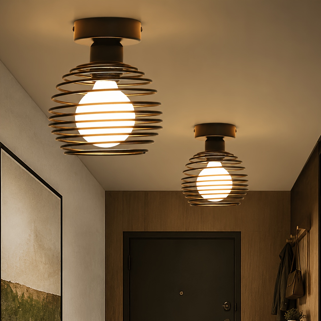 Ceiling Light, Vintage Ceiling Light, Black: Light, Vintage Staircase Light, Industrial Bedroom Light, Metal Lampshade, Staircase, Balcony, Hallway, Kitchen, Bedroom ( Not Included)