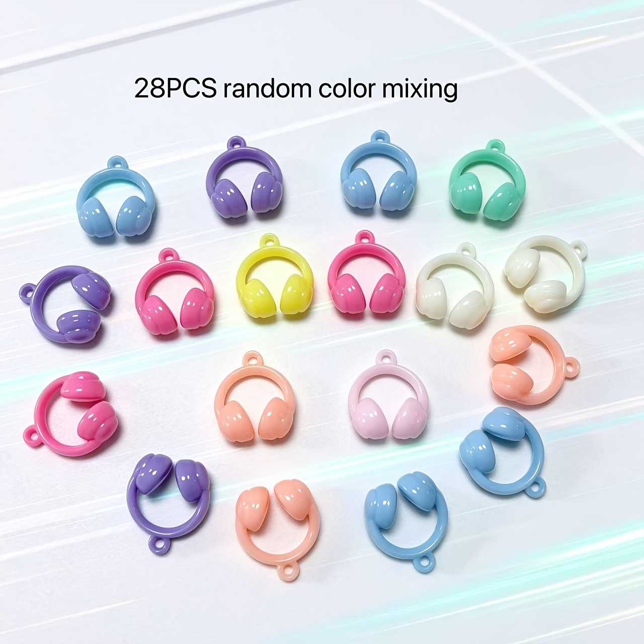 TEMU 28pcs Acrylic Random Mixed Color Earphone Shaped Pendant, Suitable For Handmade Jewelry And Additions Making, Such As Necklace, Bracelet, Bag