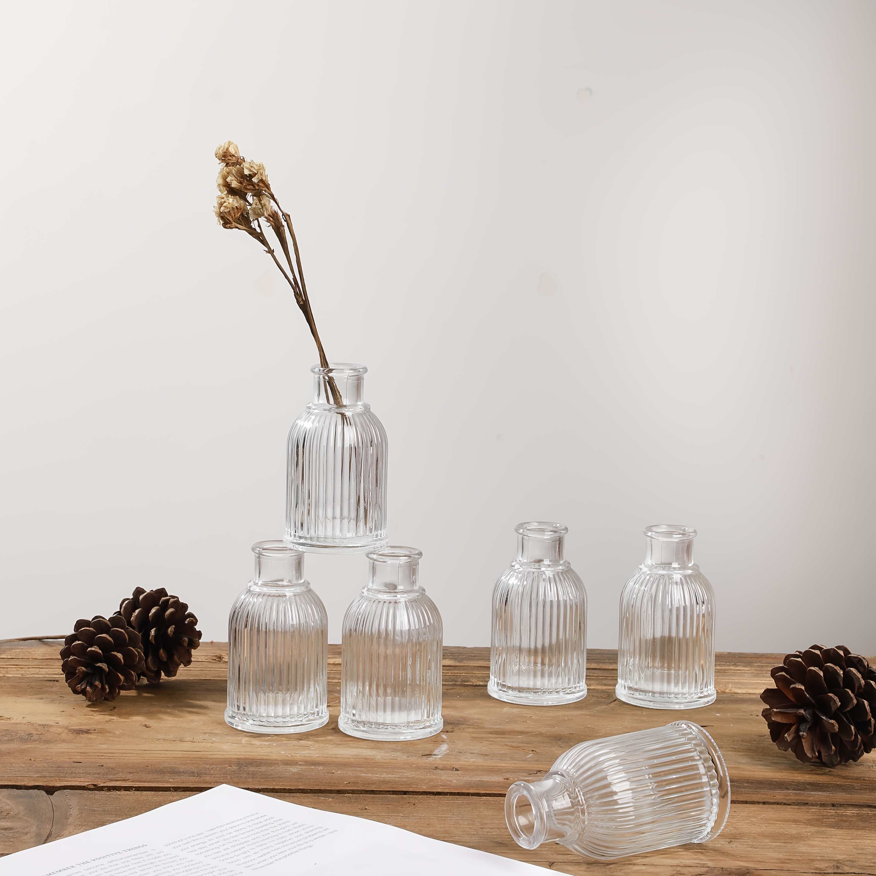set aus 24 glasvasen im großhandel, kleine bernsteinfarbene vasen, die als tischdekoration verwendet werden können, mini-vintage-vasen, für hochzeiten, zuhause und esstischdeko | Mit Temu Geld