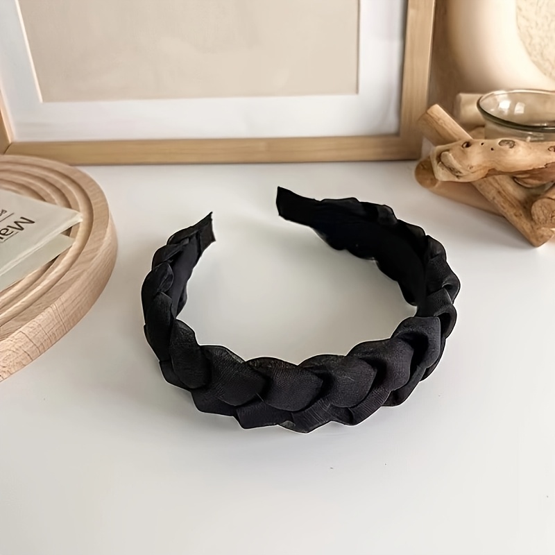 E-shop Drehbare geflochtene Stirnband für Damen Sommer Breitkragen High Top Zeigt kleines Gesicht Stirnband Retro Französisch Vielseitig