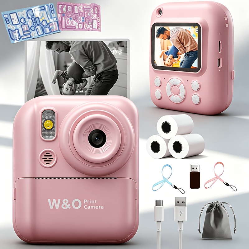 TEMU Camera Paper/new Instant Print Digital Camera, 1080p 2.4 Inch Screen Instant Camera With 3 Rolls Print Paper & 32gb Card, Camera Paper, Card