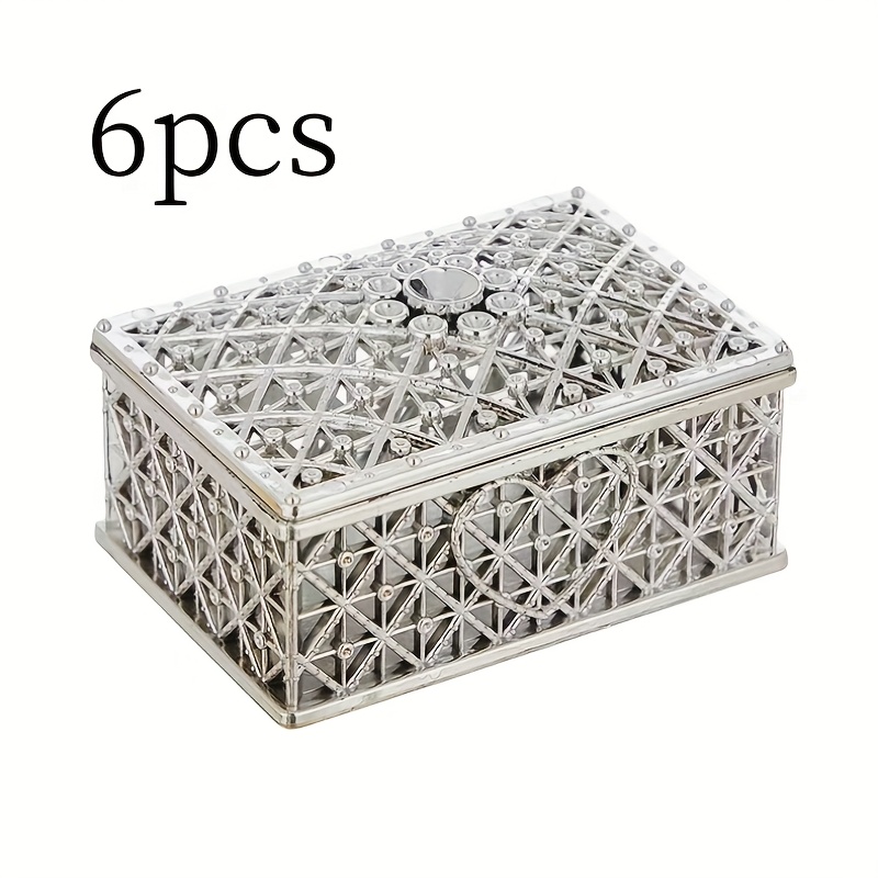 6pcs Hollow Retro Plastic Packaging Boxes, Boxes, Can Hold Cosmetics, Makeup Tools, Jewelry Additions, Elegant Storage Boxes, Decorative Boxes, Jewelry Boxes