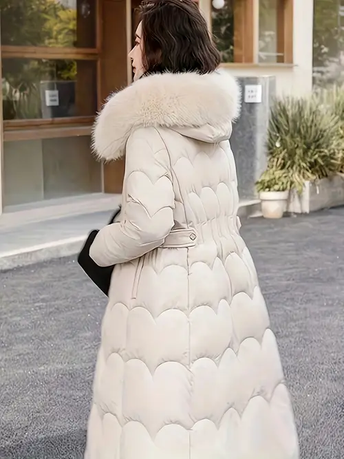 우아한 롱 폴리에스터 패딩 자켓 코트 여성용 - 100% 폴리에스터 퀼팅 겨울 아우터웨어 일반 소매, 단색, 벨트 없음 - 2024 가을/겨울 한국 스타일 슬림핏