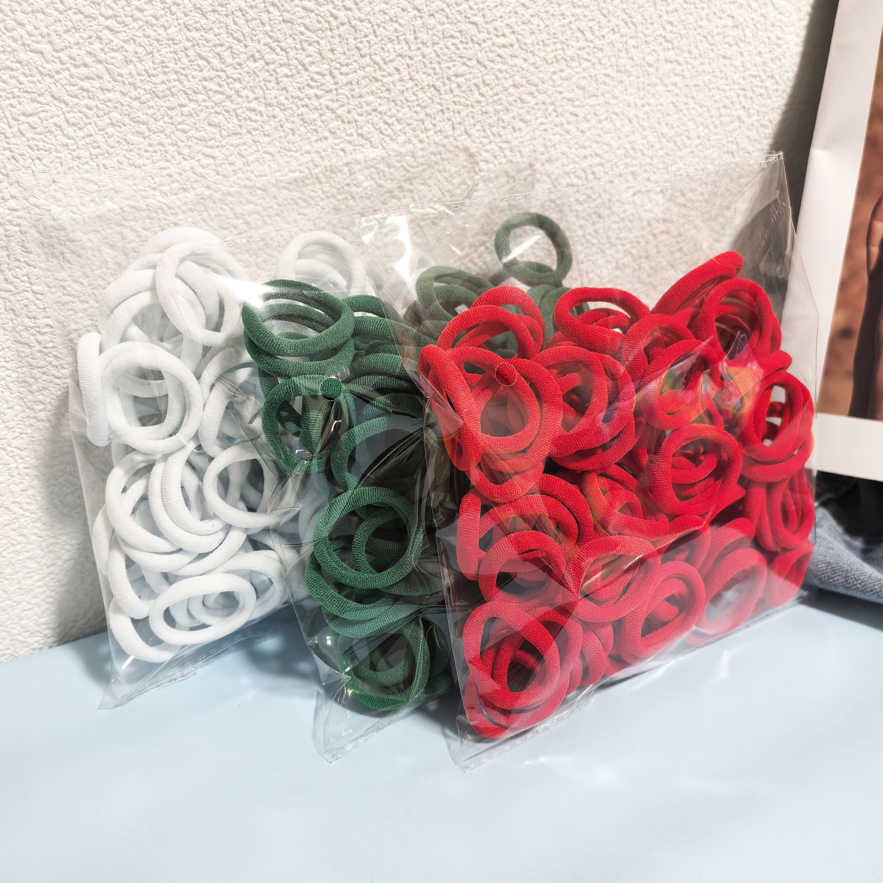 

100pcs Christmas Seamless Hair Tie Rubber Band Towel Hair Rope Ponytail Holder Hair Accessories