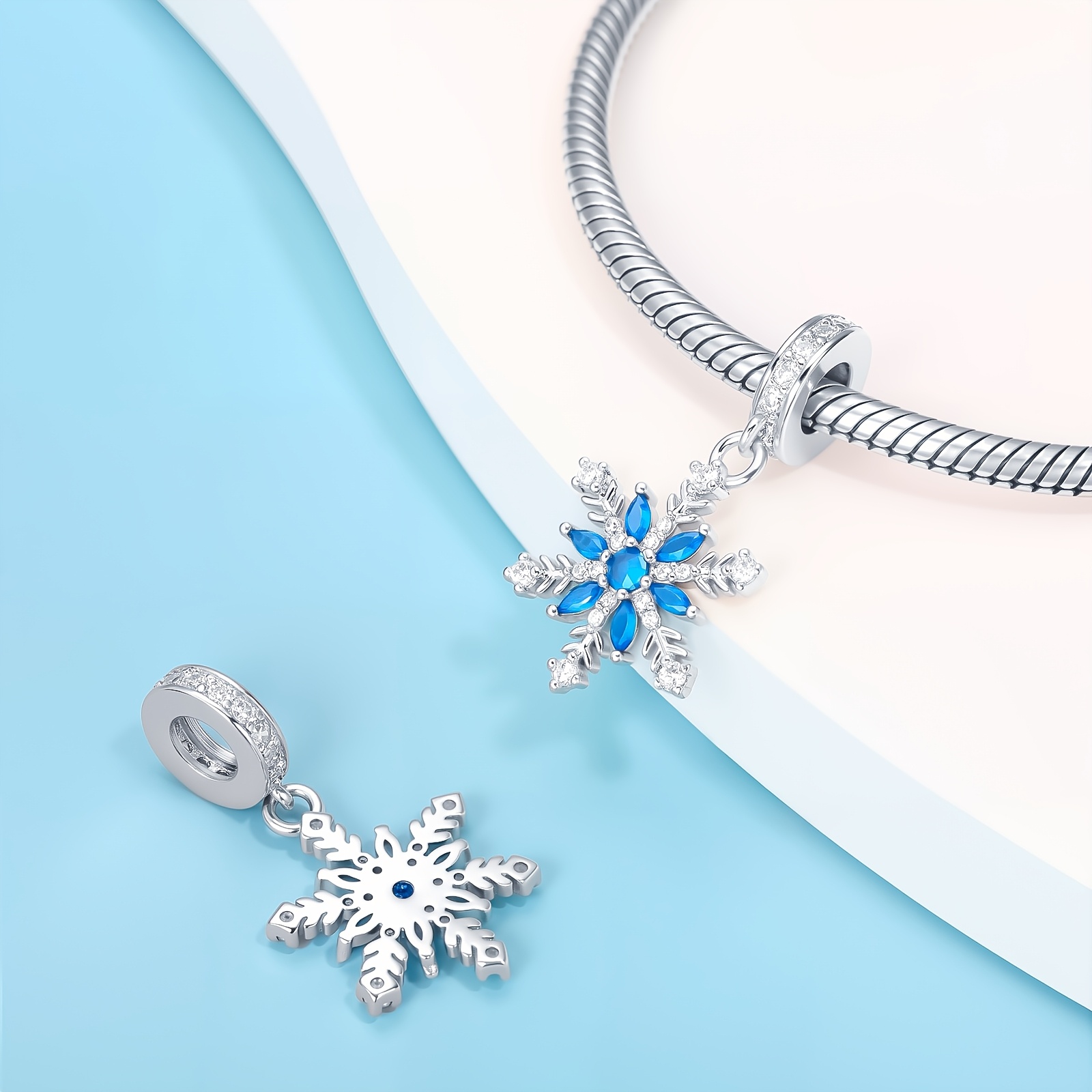 Blue Zirconia Snowflake Pendant Necklace
