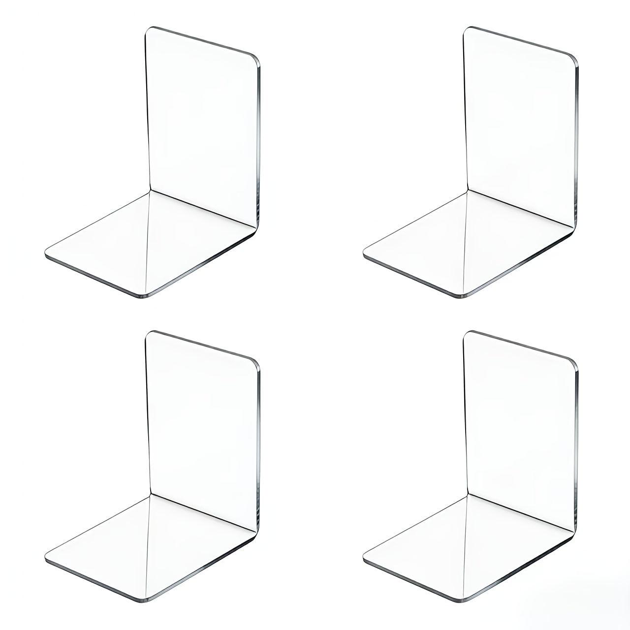 Image of 4pcs Classic Acrylic Bookends Non-slip Desktop Book And Magazine Organizer Ideal For Home Office Decor Perfect Gift For Book Lovers