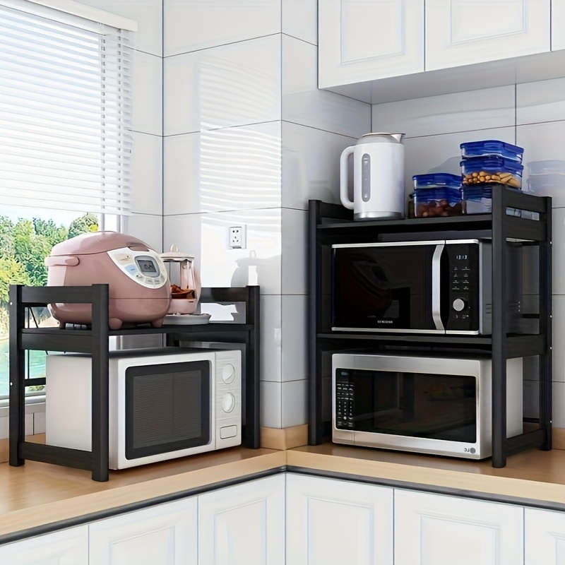 Microwave Oven Rack, Expandable Microwave Oven Rack for Countertop Kitchen Utensil and Tableware Storage, with 6 Hooks, Carbon Steel Microwave Oven Shelf Countertop with Hooks - Mother's Day Gift for Wife - Kitchen Storage 10 Microwave Oven Rack, Expandable Microwave Oven Rack for Countertop Kitchen Utensil and Tableware Storage, with 6 Hooks, Carbon Steel Microwave Oven Shelf Countertop with Hooks - Mother's Day Gift for Wife - Kitchen Storage - Image 10