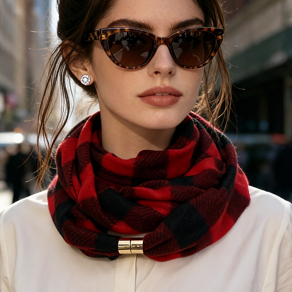 TEMU Sciarpa da elegante francese, plaid versatile, sciarpa minimalista , scaldacollo, stile per il pendolarismo, sciarpa premium versatile e