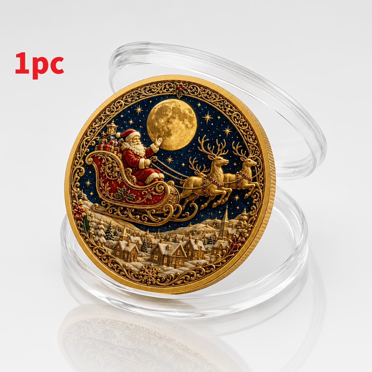 TEMU Adorno de moneda de Navidad 2026 - de Papá Noel, de renos y árbol, para coleccionistas, regalo festivo multicolor, recuerdo coleccionable para
