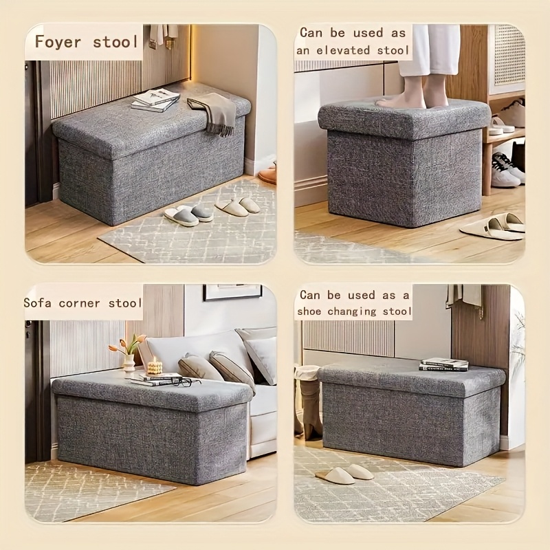 1pc large medium foldable storage ottoman space saving multi functional furniture heavy duty fabric footrest extra seat or step stool for living room bedroom entryway organization solution bedroom decor sleek furniture upholstery apartment Product details 9