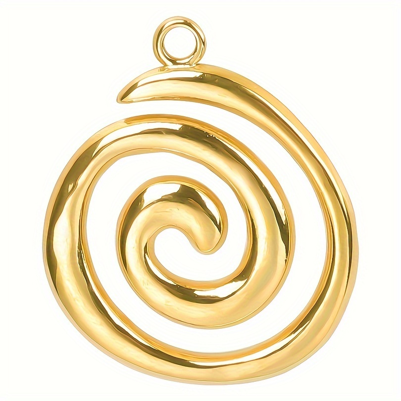 Image of 5pcs/pack 304 Stainless Steel Geometric Spiral Round Pendant Additions Necklace Earrings Charms Jewelry Round Charms Jewelry Making Additions