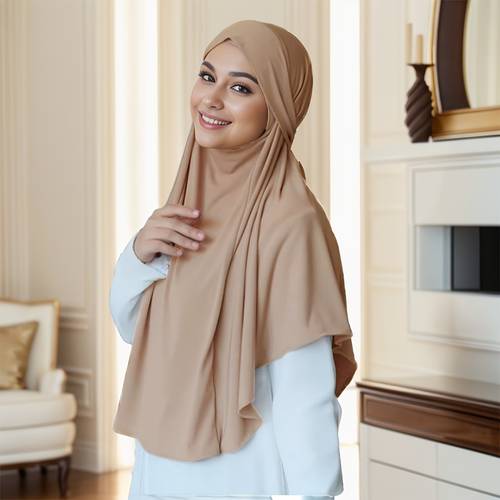 Elegant Solid Color Polyester Hijab - Breathable, Warm & Yarn- Muslim Scarf for Going Out - Machine Washable - Stylish Inelastic Malay Tie Headscarf Shawl for