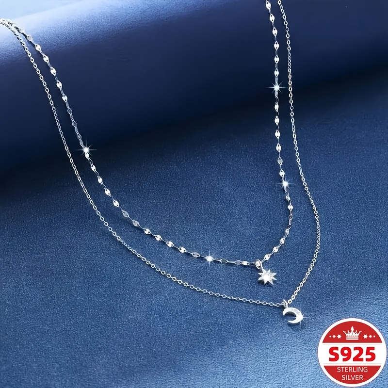 

S925 Sterling Silver Layered Necklace - Chain For Women And Girls, Layered, Wear, And Gift - Hypoallergenic, Nickel Free, And Color-resistant Jewelry.