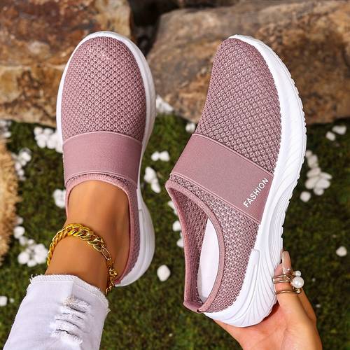 womens fashion casual shoes lightweight soft soled walking shoes slip on sneakers for women low top casual outdoor vacation sports shoes breathable mesh half shoes stylish sneakers suitable for vacations and walking women