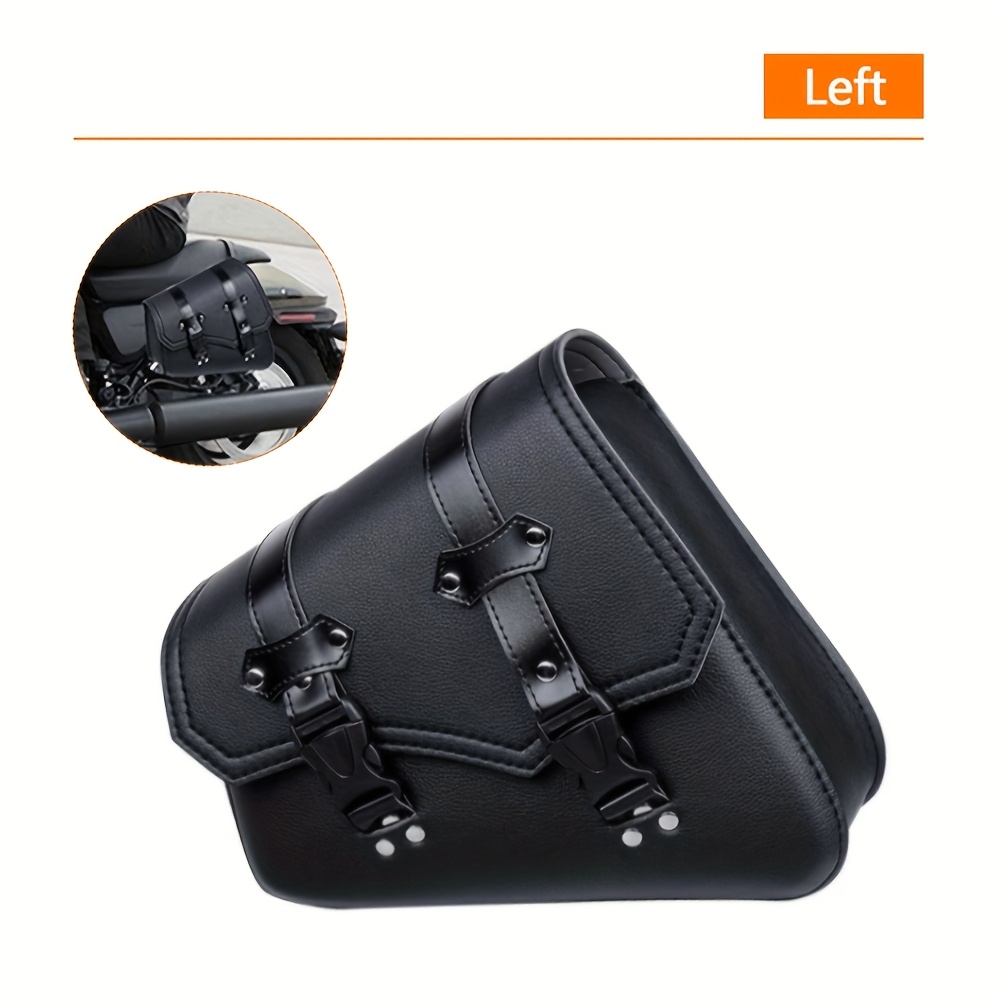 TEMU 1pc Black Universal Faux Leather Motorcycle Hanging Bag, Mudguard Bag, Motorcycle Electric Vehicle Modification Hanging Bag, Outdoor Riding Bag