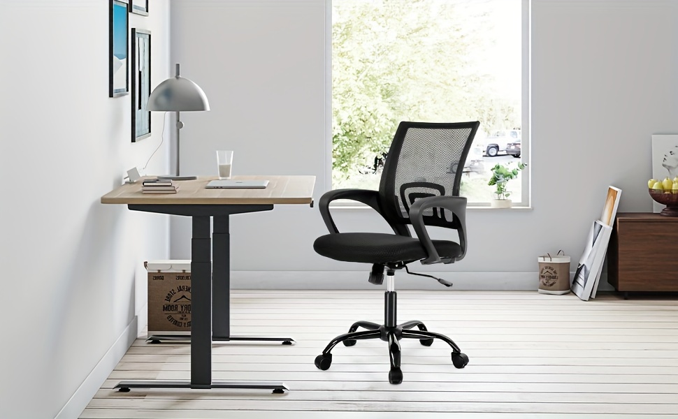 Office Chair Mid Back Swivel Lumbar Support Desk Chair, Computer Ergonomic Mesh Chair with Armrest