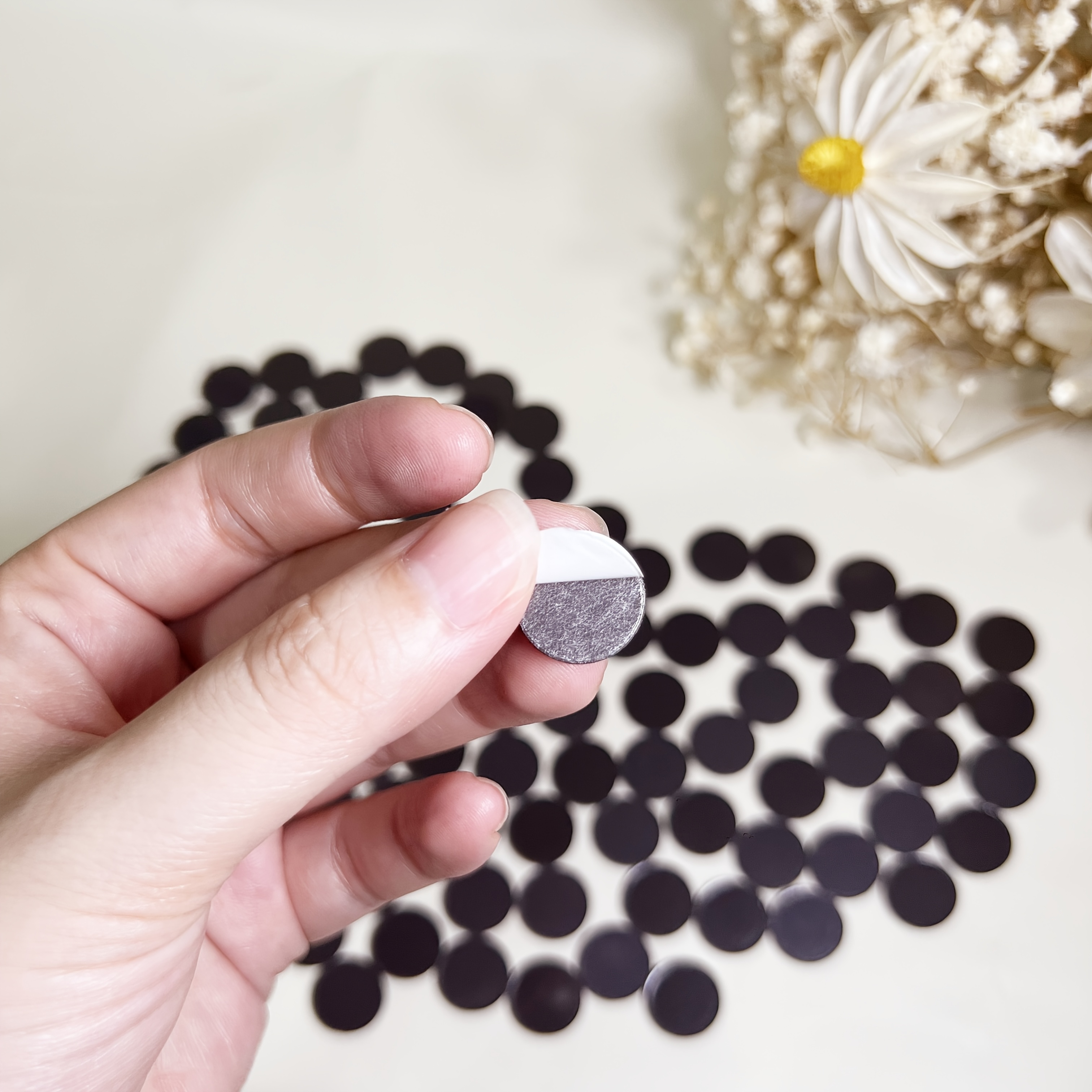 Image of 100pcs Magnetic Adhesive Putty, Self-adhesive Magnetic Circles, Cuttable, For Decoration, Fixing Small Items, Wall Decoration, Refrigerator In Kitchen, Office Use