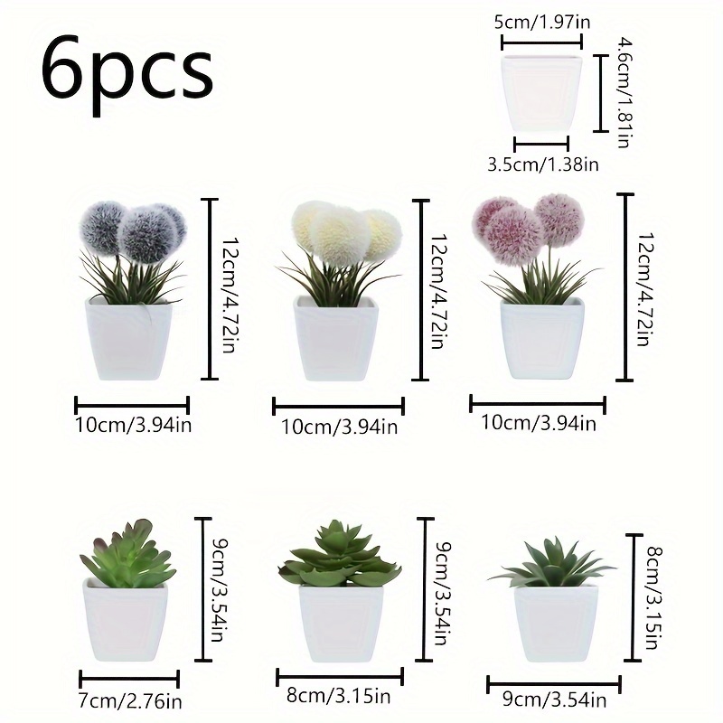 6pcs, mini plantes en pot, plantes à fleurs artificielles petites plantes  en pot, pots blancs en plastique, adaptés à la décoration de bureau, de  fenêtre et d'étagère - Temu France