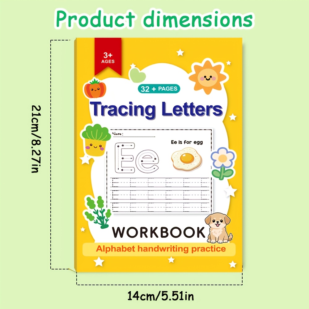Image of 32-page Abc Letter Tracing Fun! Kids Writing Practice Book With Arrows & Dots Coloring Activities + Phonics Games, English Spelling Exercise Book, Teacher Readiness Homeschool Tool, High-quality Paper