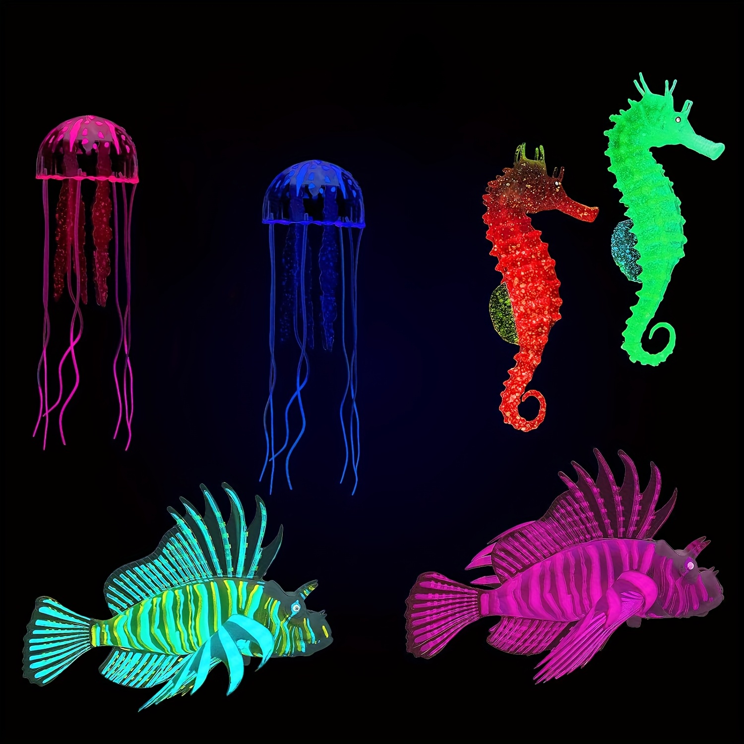 Set Of 6 Glowing Aquarium Ornaments Featuring Artificial Jellyfish And For Aquarium Decoration
