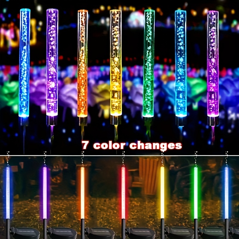 TEMU Outdoor Decorative Lights With Colorful Gradient Effects, In Sets Of 2 Or 4, Suitable For Festivals And Gardens, Rated For Water Resistance