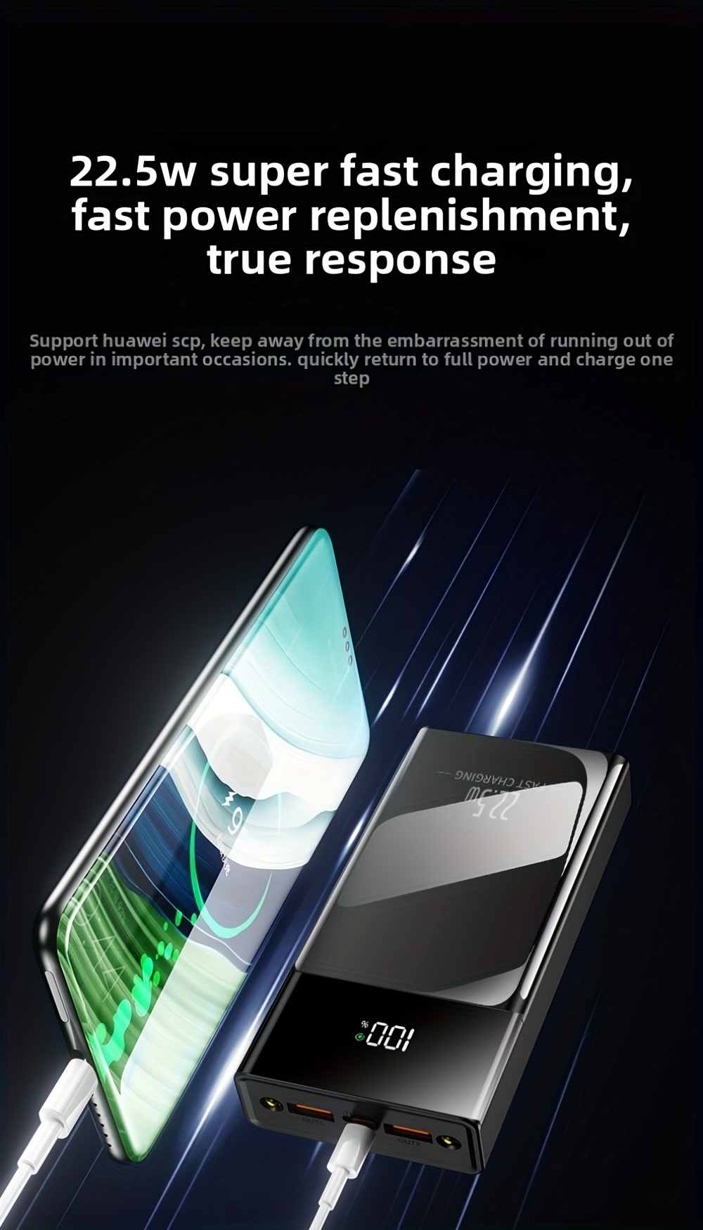 10 000mah high capacity power bank 22 5w pd fast charging 2 device   charging smart led   built in led flashlight   portable universal   for iphone 16 15 14   for samsung google   devices Product details 8
