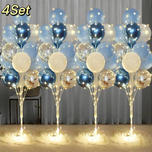 4 sets of blue center balloon stands illuminated balloon stand sets weddings birthday parties and showers