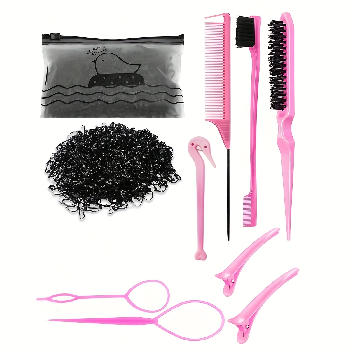 TEMU 1008pcs/set Colorful Bands Elastic Hair Bands Hair Styling Tools For Girls, Hair Brushes, Combs, Rubber Bands, Styling Tools