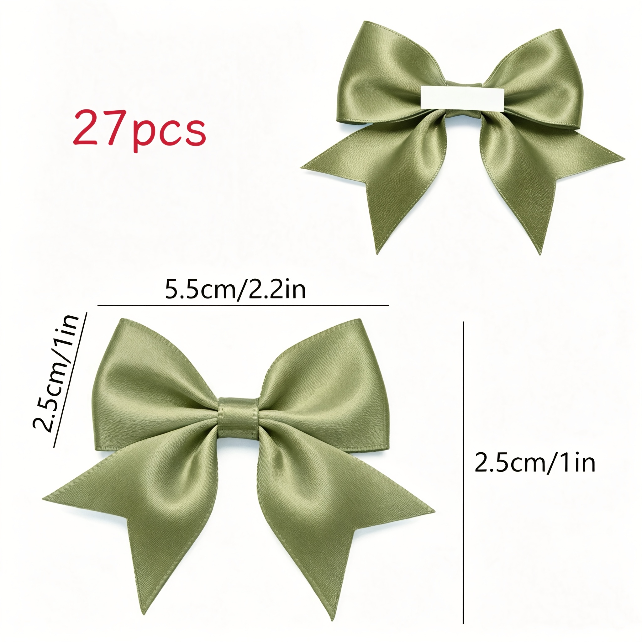 TEMU 27pcs Olive Green Sticky Bowknots, Self-adhesive Ribbon Bows For Farmhouse Christmas Stockings, Jars, Champagne Bottle Wrapping