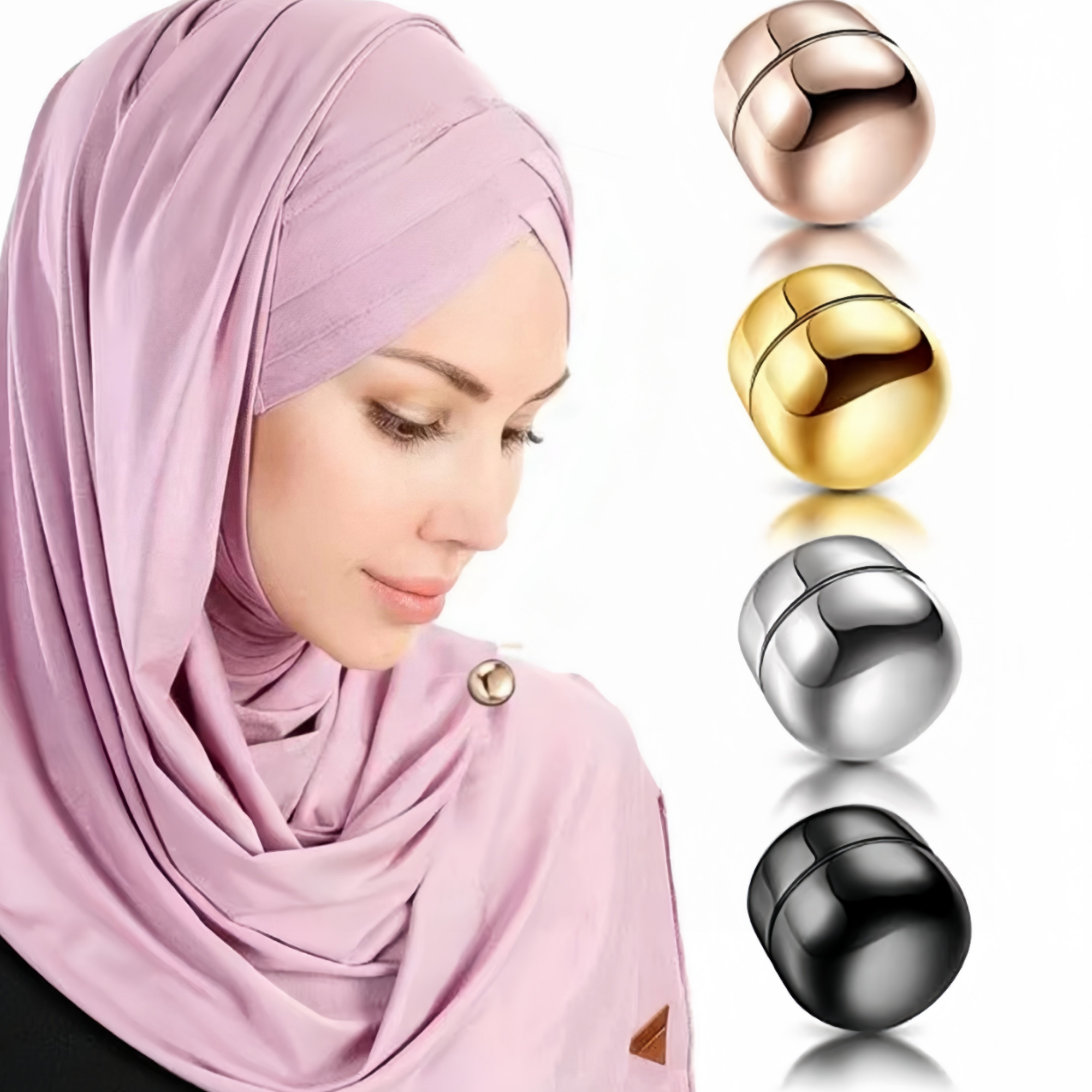

4pcs Strong Magnetic Scarf Clips - Round Metal Pins For Shawls & Accessories, Assorted Colors