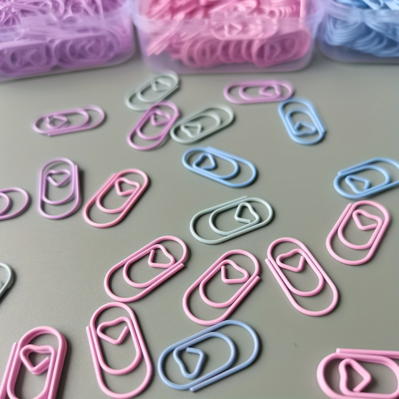 

100-pack Mini Heart-shaped Paper Clips In 4 Macaron Colors - Durable Iron, Perfect For Everyday Office Use