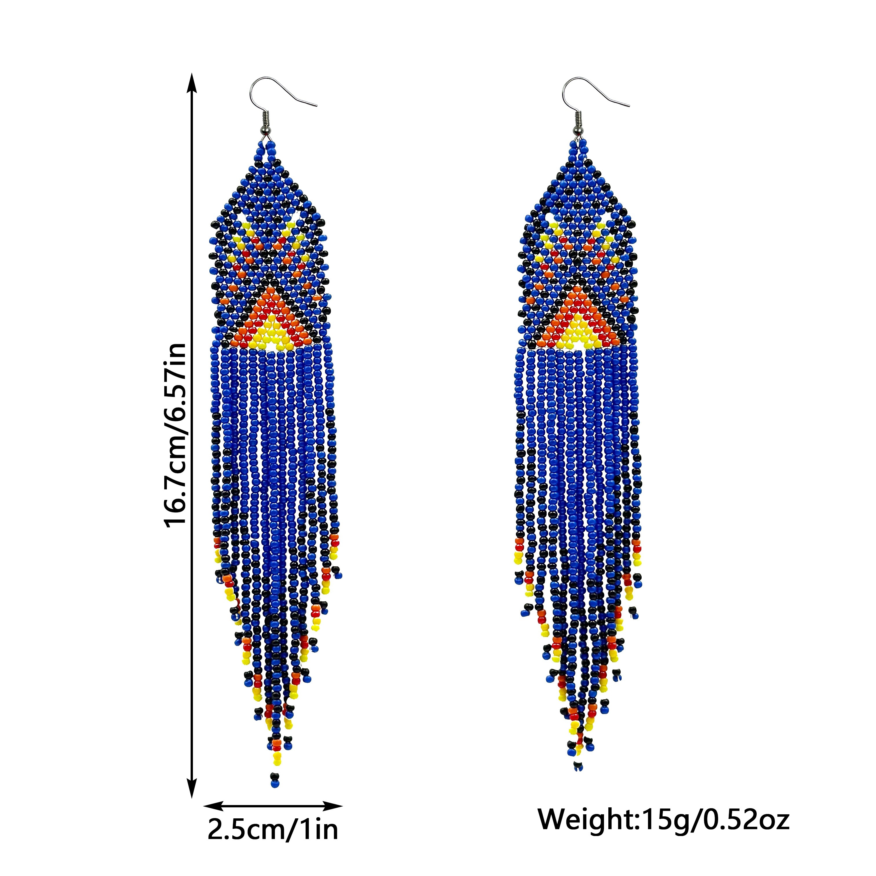 Bohemian-Style Long Tassel Earrings with Glass Beads