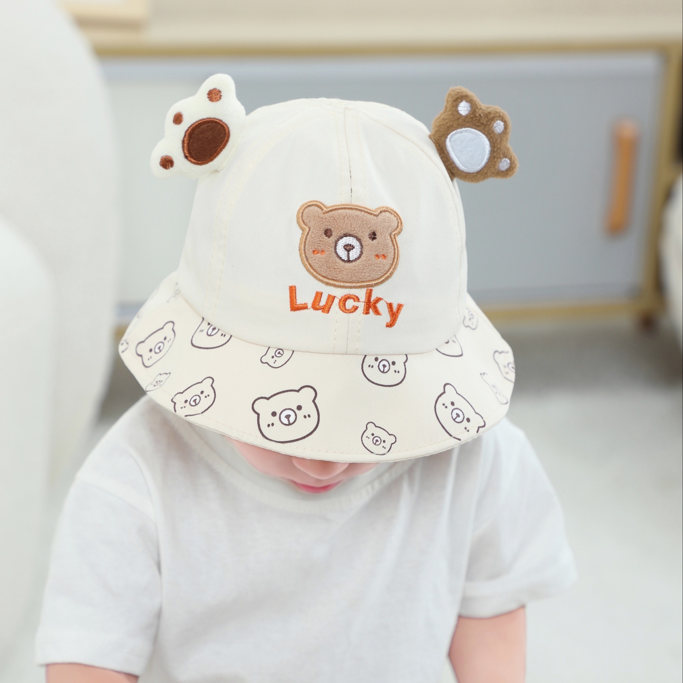 Lucky Bear Claw Decorated Children's Fishing Hat - Soft and Cute Fashionable Design. Suitable for Spring and Summer Daily Wear, Vacation, Outdoor