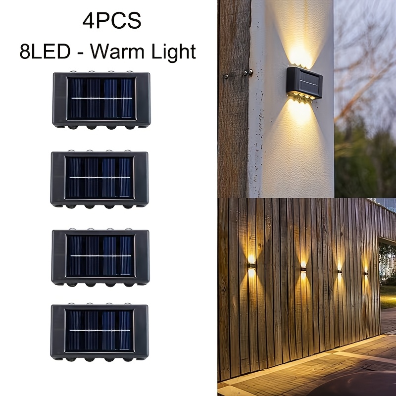 4pcs 8led solar exterior wall light outdoor garden fence decorative light for   landscaping  way walkway ambient lighting   your courtyard garage balcony garden  
