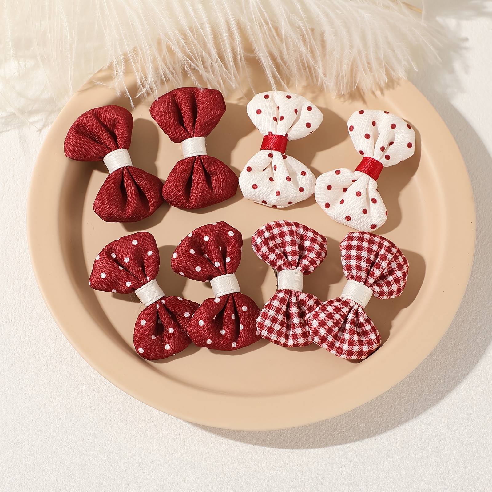 8pcs Polka Dot Fabric Hair Clips For Women, Accessories