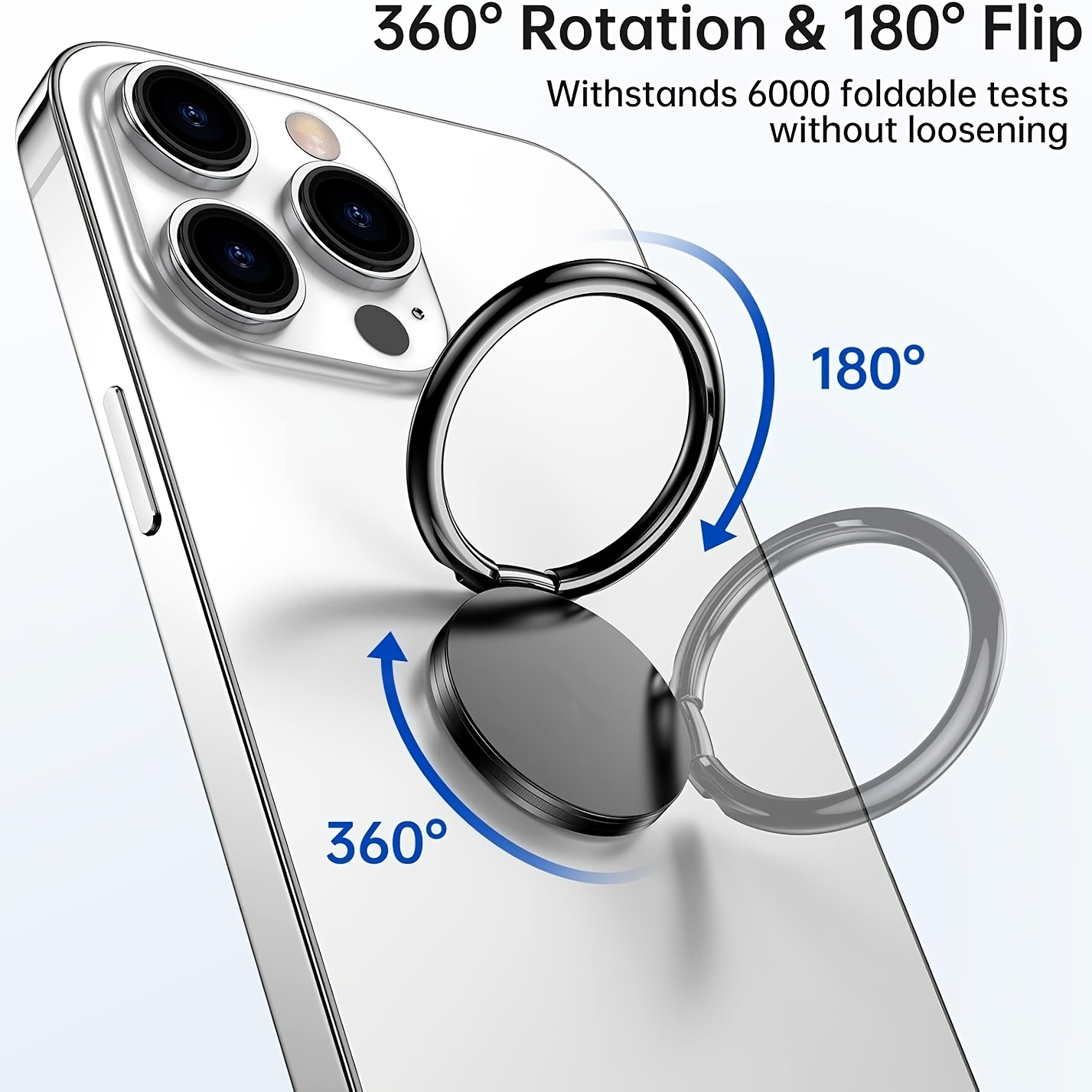 E-shop Handy Ring Halter Ständer, 360 Grad Drehung Finger Ring Ständer Poliertes Metall Handyhalterung für Magnetische Autohalterung